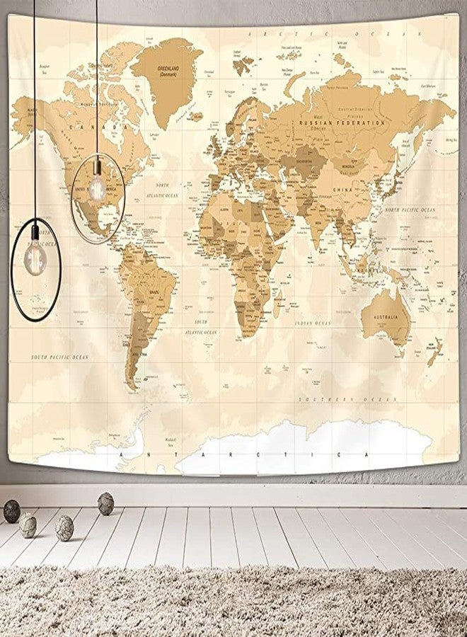 Drgilau Vintage Map Wall Hanging, Retro Maps Tapestry Old World Map Tapestry for Kids Student - Asia Europe America Africa Wall Decor, Maps of World Wall Arts for Bedroom Living Room 60X40 Inch - Image 2